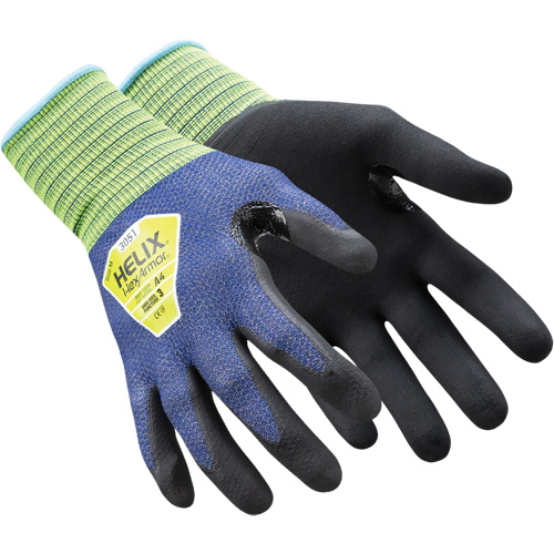Gants de travail mince Helix 3051, 9/Grand, Calibre 21, Rev&ecirc;tement Mousse de nitrile, ASTM ANSI niveau A4/EN 388 niveau D R.M.G. Prévention