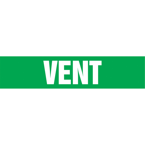 "Vent" Pipe Markers, Self-Adhesive, 2-1/2" H x 12" W, White on Green R.M.G. Prévention