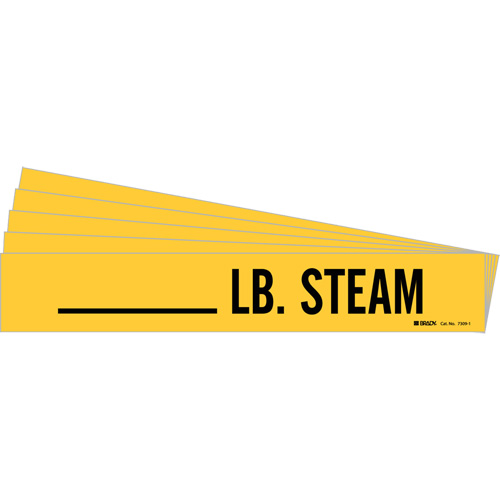 Marqueurs de tuyau LB. Steam, Autocollant, 2-1/4" h x 2-3/4" la, Noir sur jaune R.M.G. Prévention