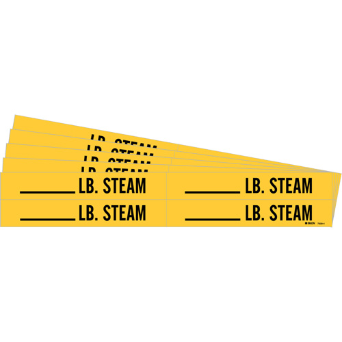 Marqueurs de tuyau avec espace vierge suivi de LB. Steam, Autocollant, 1-1/8" h x 7" la, Noir sur jaune R.M.G. Prévention