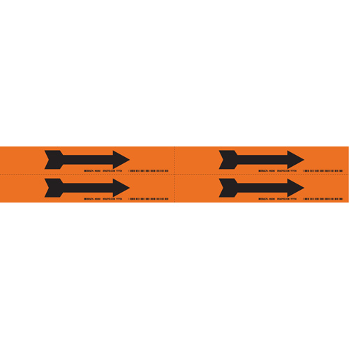 Arrow Pipe Markers, Self-Adhesive, 1-1/8" H x 7" W, Black on Orange R.M.G. Prévention