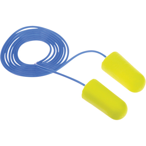 Bouchons d'oreilles n&eacute;on jaune E-A-Rsoft, Vrac - Sac en poly, Avec cordon R.M.G. Prévention