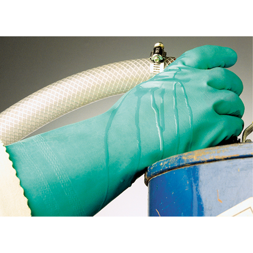 Gants &agrave; prise emboss&eacute;e &agrave; motif en Z StanSolv, Taille Moyen/8, 14" lo, Nitrile, Doublure en Interlock, 11 mils R.M.G. Prévention