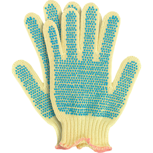 Gants en tricot avec pois, Taille Petit/7, Calibre 7, Rev&ecirc;tement PVC, Enveloppe en Kevlar, ANSI/ISEA 105 niveau 2 R.M.G. Prévention