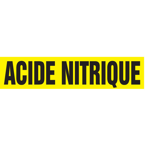 Marqueurs de tuyau "Acide Nitrique", Autocollant, 2-1/2" h x 12" la, Noir sur jaune R.M.G. Prévention