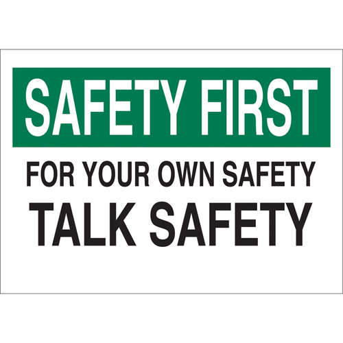 "Talk Safety" Sign, 10" x 14", Aluminum, English R.M.G. Prévention