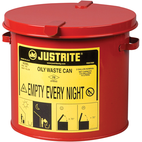 Oily Waste Cans, FM Approved/UL Listed, 2 US gal., Red R.M.G. Prévention