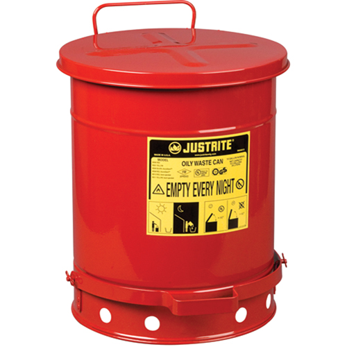 Oily Waste Cans, FM Approved/UL Listed, 10 US gal., Red R.M.G. Prévention