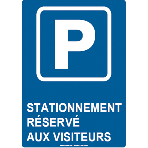 Reserved Parking Sign, 14" x 10", Aluminum, French with Pictogram R.M.G. Prévention