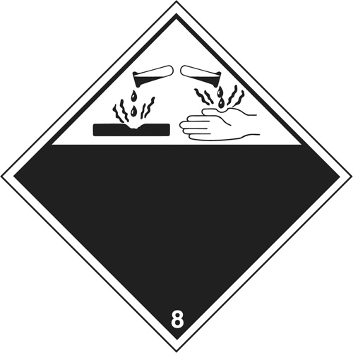 Plaque-&eacute;tiquette TMD mati&egrave;res corrisives, Plastique R.M.G. Prévention