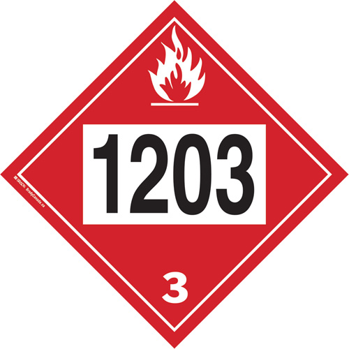1203 Gasohol & Gasoline Flammable Liquid TDG Placard, Plastic R.M.G. Prévention