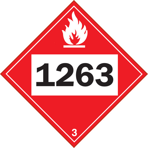 1263 Paint Flammable Liquid TDG Placard, Plastic R.M.G. Prévention
