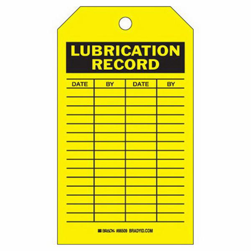 &eacute;tiquettes registres de lubrifications, Polyester, 4" la x 7" h, Anglais R.M.G. Prévention