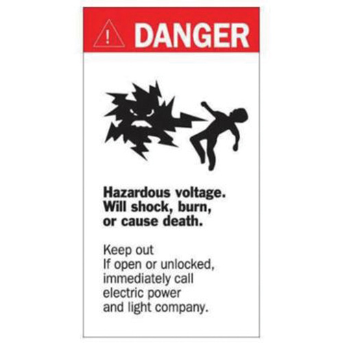 Enseigne Danger Hazardous Voltage, 8" x 4-1/2", Acrylique, Anglais avec pictogramme R.M.G. Prévention