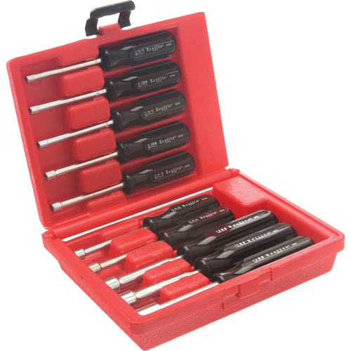 Drilled Shaft Nut Driver Set With Red Plastic Case, 10 Pcs., Metric R.M.G. Prévention