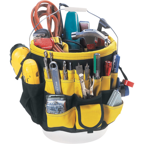 Organisateur pour seau &agrave; outils, 6" lo x 11" la x 12" h, Nylon, Noir/Jaune R.M.G. Prévention