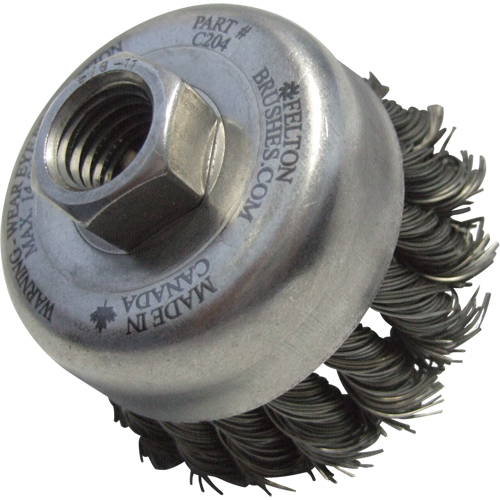 Knotted Wire Wheel Cup Brushes, 3-1/2" Dia. x 5/8"-11 Arbor R.M.G. Prévention
