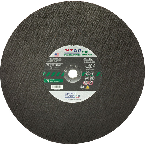 C24R Concrete High Speed Cut-Off Wheel, 12" x 1/8", 25/32" Arbor, Type 1, Silicon Carbide, 6300 RPM R.M.G. Prévention
