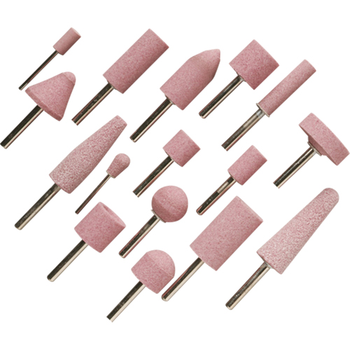 Meules vitrifi&eacute;es mont&eacute;es sur tige A60R, A12, Oxyde d'aluminium, 11/16" dia., 1-1/4" lo, 60 Grain R.M.G. Prévention