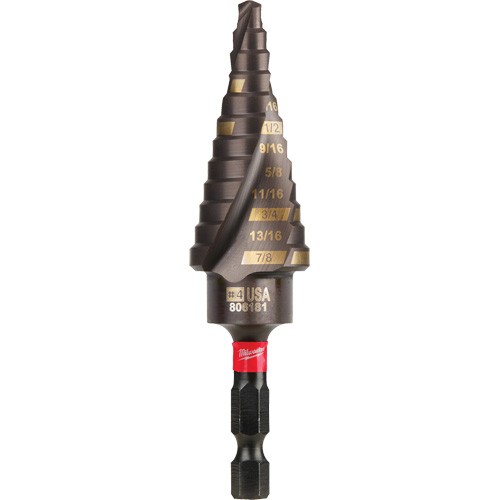 Foret &eacute;tag&eacute; #4 Shockwave Impact Duty, 3/16" - 7/8", Incr&eacute;ments de 1/16", Titane R.M.G. Prévention