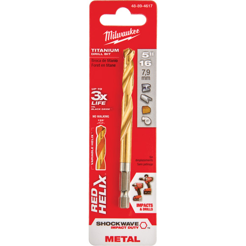 Foret Shockwave, 5/16", Titane, Cannelure 2-39/64", Pointe de 135° R.M.G. Prévention