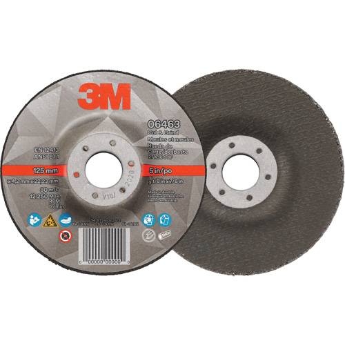 Cut & Grind Wheel, 5" x 1/8", 7/8" Arbor, Type 27, Ceramic R.M.G. Prévention