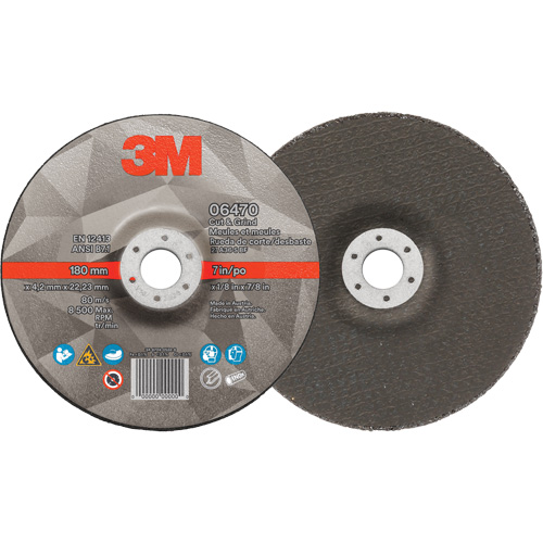 Cut & Grind Wheel, 7" x 1/8", 7/8" Arbor, Type 27, Ceramic R.M.G. Prévention