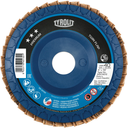 Twin Flap Disc, 5" x 7/8", Type 27, 40 Grit, Ceramic/Zirconia Alumina R.M.G. Prévention