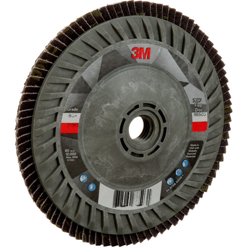Disque &agrave; lamelles &agrave; changement rapide 769F, 5" x 5/8"-11, Type 27, Grain 80+, C&eacute;ramique R.M.G. Prévention