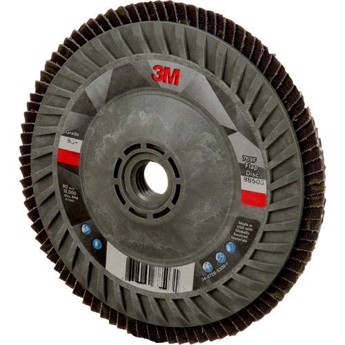 Disque &agrave; lamelles &agrave; changement rapide 769F, 5" x 5/8"-11, Type 27, Grain 80+, C&eacute;ramique R.M.G. Prévention