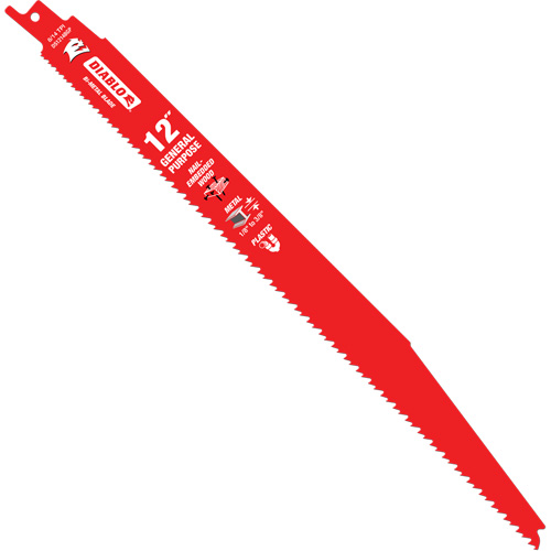 General-Purpose Reciprocating Saw Blade, Bi-Metal, 8-14 TPI, 12" L x 1" W R.M.G. Prévention