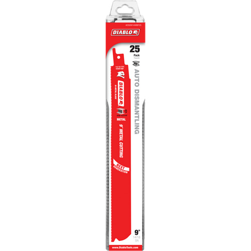 Reciprocating Blade for Auto Dismantling, Bi-Metal, 14-18 TPI, 9" L x 1" W R.M.G. Prévention
