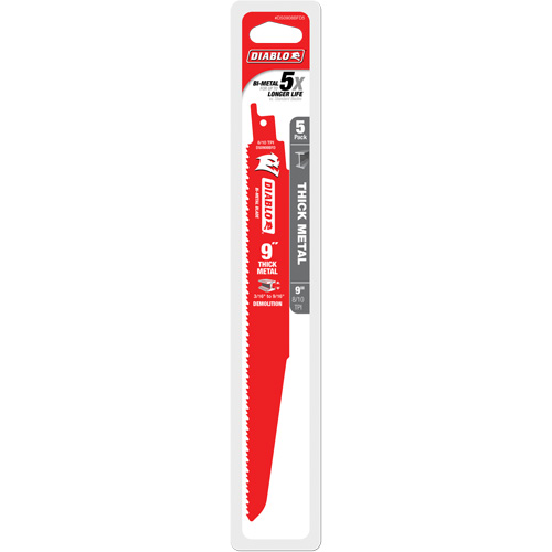Reciprocating Blade for Thick Metal/Demolition, Bi-Metal, 8-10 TPI, 9" L R.M.G. Prévention