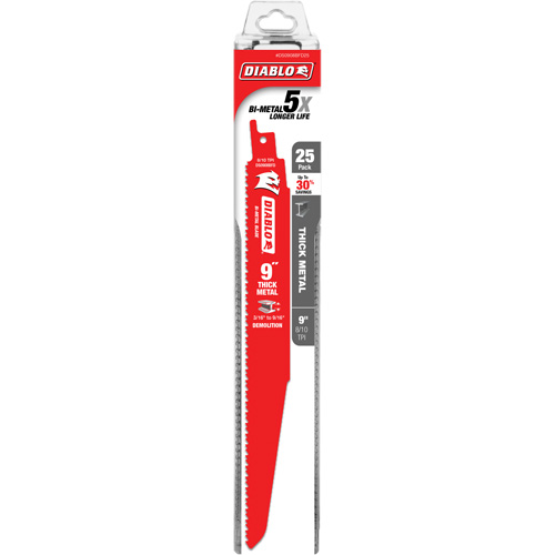 Reciprocating Blade for Thick Metal/Demolition, Bi-Metal, 8-10 TPI, 9" L R.M.G. Prévention