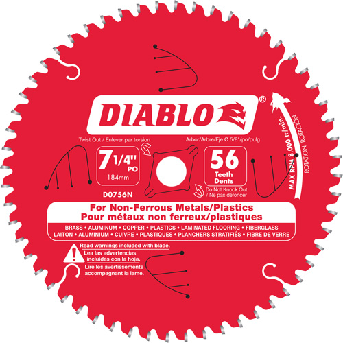 Aluminum Cutting Saw Blade, 7-1/4", 56 Teeth, Non-Ferrous Use R.M.G. Prévention