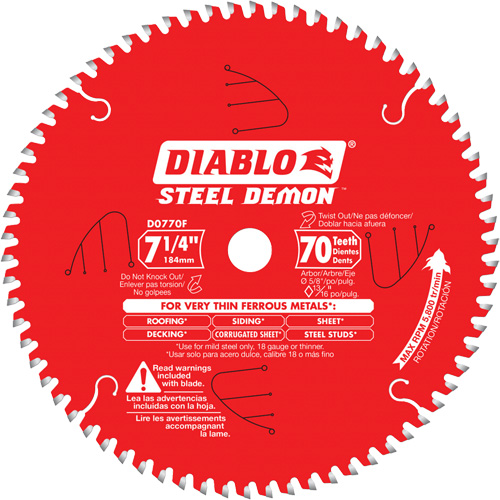 Lame de scie &agrave; d&eacute;couper Steel Demon, 7-1/4", 70 dents, Pour M&eacute;tal R.M.G. Prévention