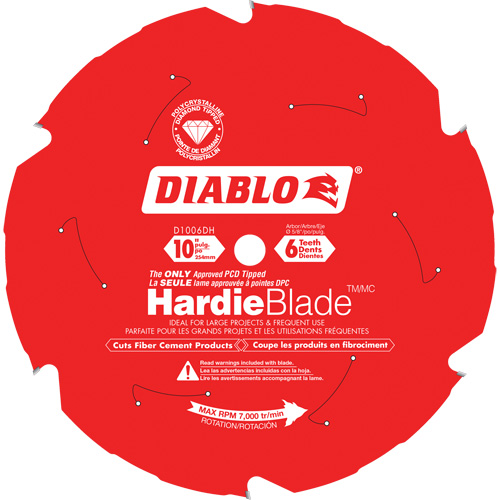 HardieBlade Cutting Saw Blade, 10", 6 Teeth, Fibre Cement Use R.M.G. Prévention