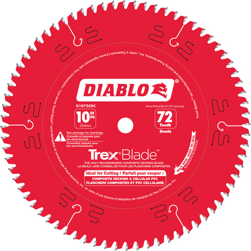 Lame de scie &agrave; d&eacute;couper Trex Blade, 10", 72 dents, Pour Plastique/Plastique R.M.G. Prévention