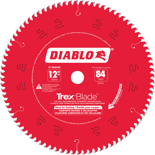Trex&reg; Blade Cutting Saw Blade, 12", 84 Teeth, Plastic/Composite Decking Use R.M.G. Prévention