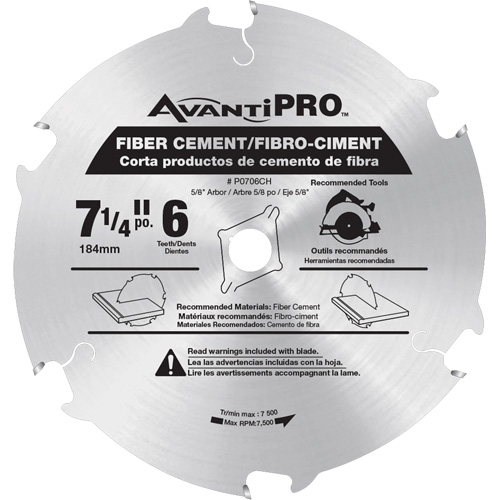 AvantiPro Cutting Saw Blade, 7-1/4", 6 Teeth, Fibre Cement Use R.M.G. Prévention