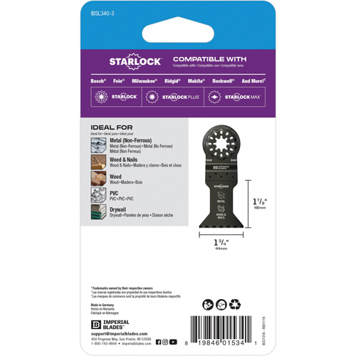 Starlock 1-3/4" Standard Metal Blade R.M.G. Prévention