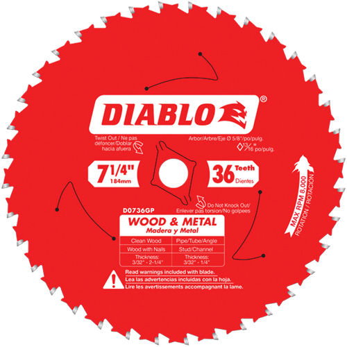 Steel Demon Cermet II Saw Blade, 7-1/4", 36 Teeth, Metal Use R.M.G. Prévention