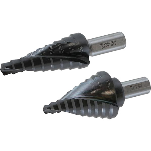 Multi-Step Step Drill Bit, 1/4" - 1" , Titanium R.M.G. Prévention