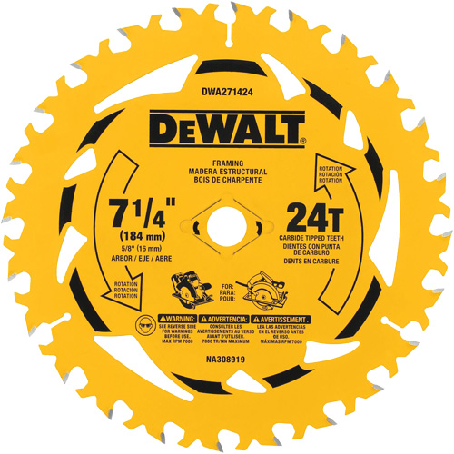 Circular Saw Blade, 7-1/4", 24 Teeth, Wood Use R.M.G. Prévention