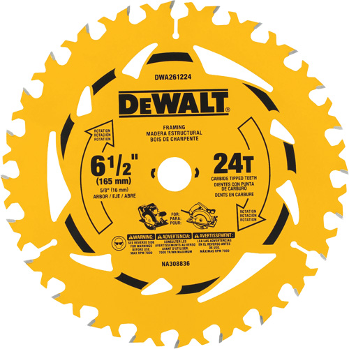 Carbide-Tipped Framing Circular Saw Blade, 6-1/2", 24 Teeth, Wood Use R.M.G. Prévention