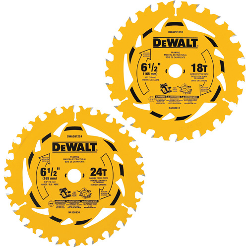 Circular Saw Blade Combo Pack, 6-1/2", 18/24 Teeth, Wood Use R.M.G. Prévention