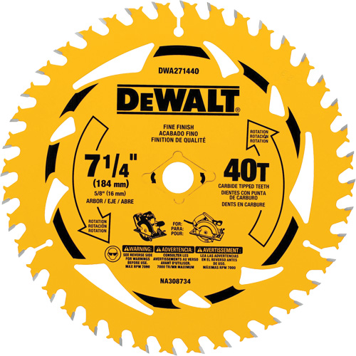 Circular Saw Blade, 7-1/4", 40 Teeth, Wood Use R.M.G. Prévention