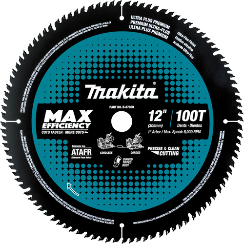 Max-Efficiency Blades Ideal For Cordless Mitre Saw, 12", 100 Teeth, Finishing Use R.M.G. Prévention
