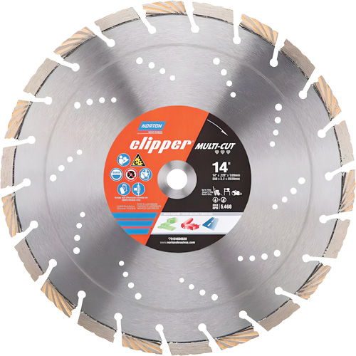 Clipper Multi-Cut Segmented Rim Diamond Blade, 14", Stone/Concrete Use R.M.G. Prévention