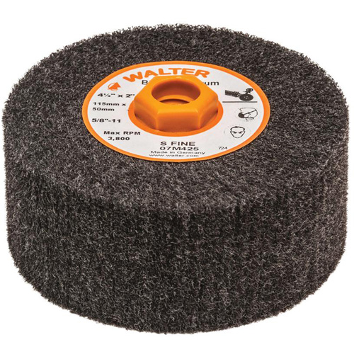 Tambour de conditionnement de surface Blendex, 4-1/2" dia. x 2" la, 5/8"-11 Arbre, Grain Super fin R.M.G. Prévention